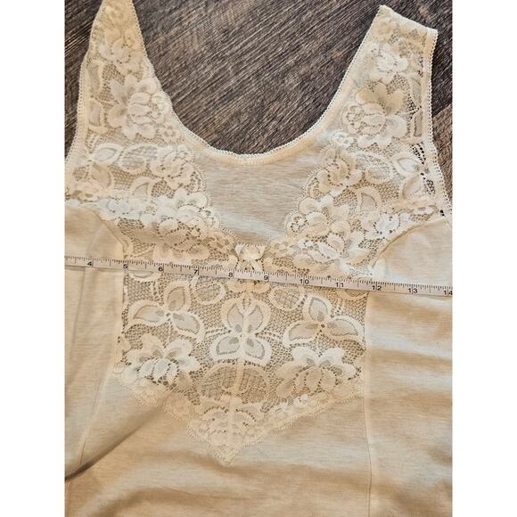 Vintage world polo haven't lace trim tank top undershirt cream large delicate - Picture 3 of 6